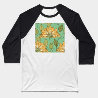 Spring Pattern with Floral Motifs Baseball T-Shirt